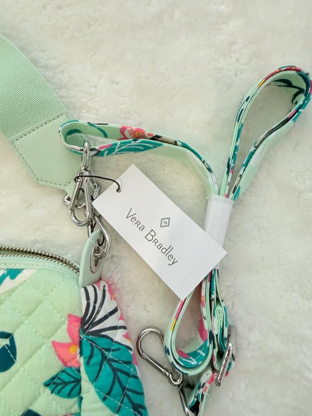 NWT Vera Bradley Floral Quilted Convertible Crossbody Shoulder Bag Mint Green - Picture 4 of 10